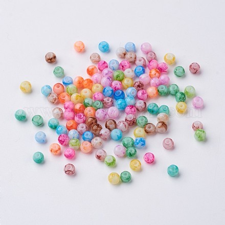 Mixed Spray Painted Glass Round Beads X-GLAA-R139-4mm-M-1