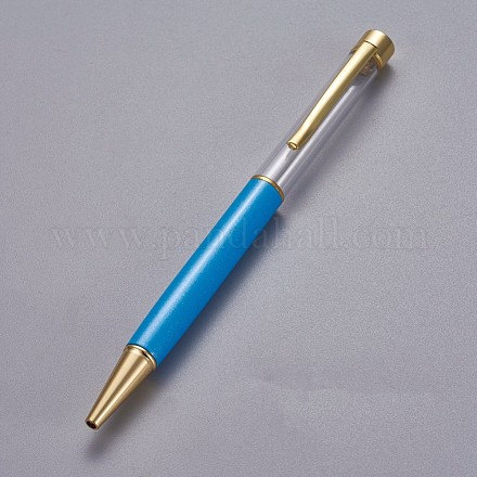 創造的な空のチューブボールペン  内側に黒のインクペンを詰め替えます  DIYキラキラエポキシ樹脂クリスタルボールペンハーバリウムペン作り用  ゴールドカラー  ディープスカイブルー  140x10mm AJEW-L076-A27-1