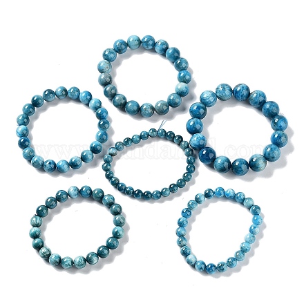 Natürliche Apatit runde runde Perlen Stretch-Armbänder BJEW-G697-01B-1