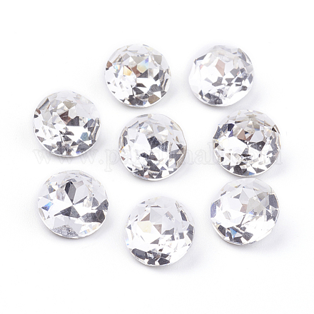 Apuntado hacia atrás & dorso plateado Diamante de imitación de cristal Cabujones RGLA-J012-8mm-001-1