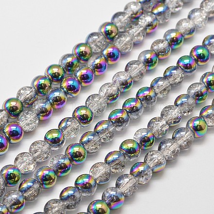 Hebras de perlas de cuarzo craquelado sintético electrochapa X-EGLA-J067-6mm-HP02-1