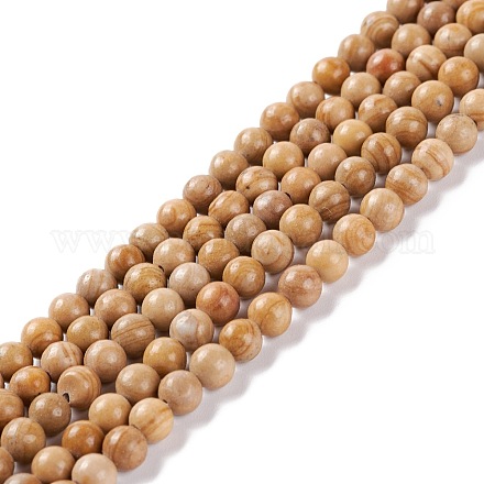 Brins de perles de jaspe en argent naturel G-P451-02C-C-1