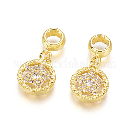 Brass Micro Pave Clear Cubic Zirconia European Dangle Charms OPDL-L015-01G-1