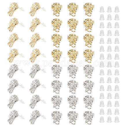 DICOSMETIC 40Pcs 2 Colors Alloy Stud Earring Findings Twist Teardrop Ear Studs Platinum and Golden Blank Base with Loop Earrings Post for DIY Jewelry Making FIND-DC0002-19-1