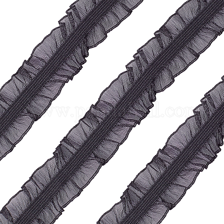 ストレッチ伸縮性生地レーストリム  縫製用  ドレスデコレーションとギフトラッピング  ブラック  1-1/8インチ（28mm）  10メートル/カードについて OCOR-WH0057-16B-1