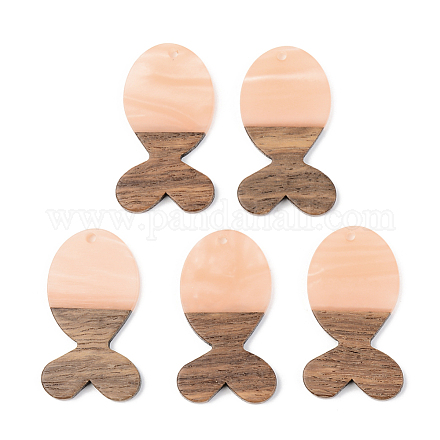 Opaque Resin & Walnut Wood Pendants RESI-S389-053A-C02-1