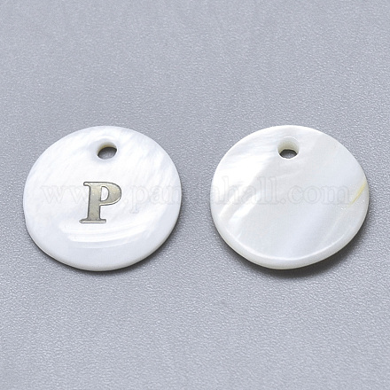 Natural White Shell Mother of Pearl Shell Charms SSHEL-N036-053P-1