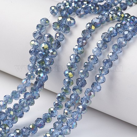 Electroplate Transparent Glass Beads Strands X-EGLA-A034-T4mm-S09-1