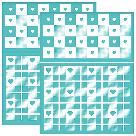 OLYCRAFT 2Pcs 8.6x11 Inch Heart Grid Self-Adhesive Silk Screen Printing Stencil Heart Plaid Silk Screen Stencil Valentine's Day Reusable Mesh Stencils Transfer for DIY T-Shirt Fabric Painting DIY-WH0338-204-1