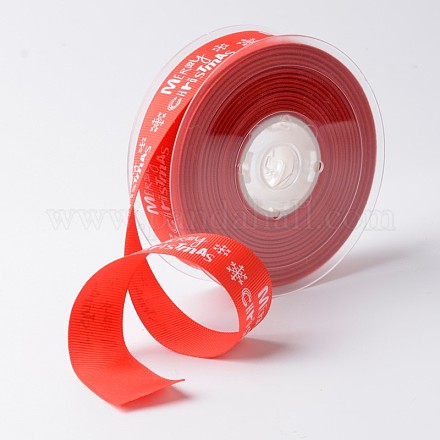 Joyeux Noël avec ruban gros-grain de polyester de flocon de neige pour noël SRIB-K002-25mm-G01-1