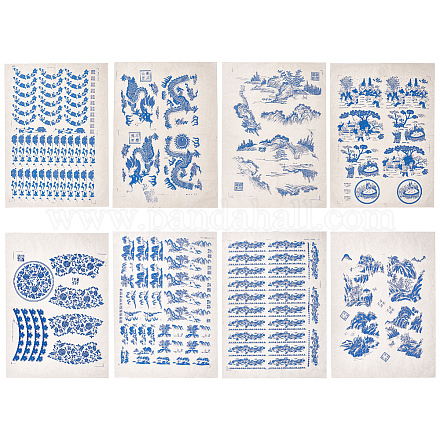 BENECREAT 8 Sheets 8 Style Paper Ceramic Decals DIY-BC0006-35-1