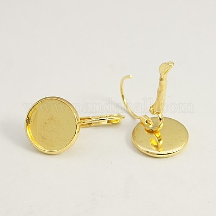 Brass Leverback Earring Findings X-KK-C1244-G-1