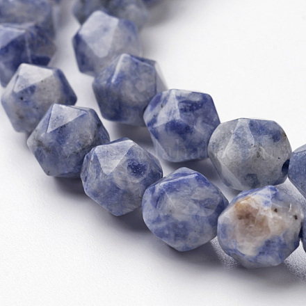 Brins de perles de jaspe de tache bleue naturelle G-P214-21-8mm-1