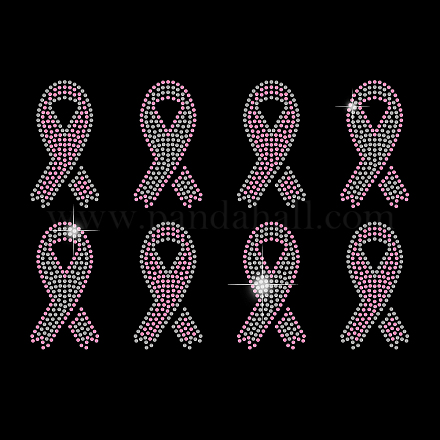 Sensibilisation au cancer du sein bibbon verre hotfix strass DIY-WH0303-092-1