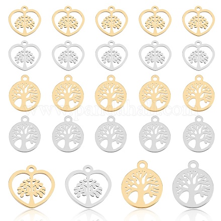 DICOSMETIC 24Pcs 2 Style Vacuum Plating 201 Stainless Steel Charms STAS-DC0003-35-1