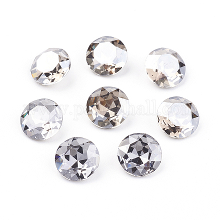 Apuntado hacia atrás & dorso plateado Diamante de imitación de cristal Cabujones RGLA-J012-8mm-001SA-1