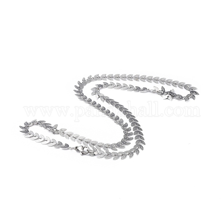 201 collar de cadena de mazorcas de acero inoxidable para hombres y mujeres NJEW-I122-07P-1