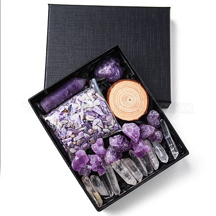 Geschenkbox aus natürlichem Quarzkristall und Amethyst WG94197-14-1