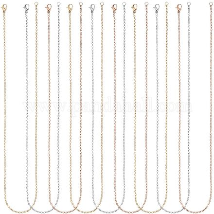 UNICRAFTALE 12pcs 17.7 inches 3 Colors Necklace Chain Stainless Steel Cable Chain with Lobster Claw Clasps Unisex Classic Jewelry Necklace Chain for Jewelry Making STAS-UN0024-92-1