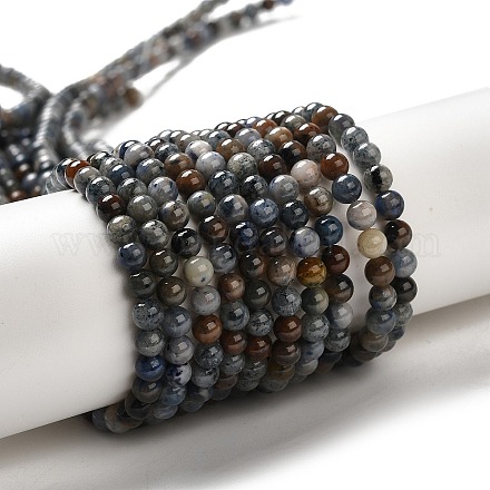 Hebras naturales de perlas de cuarzo de dumortierita G-H298-A06-01-1