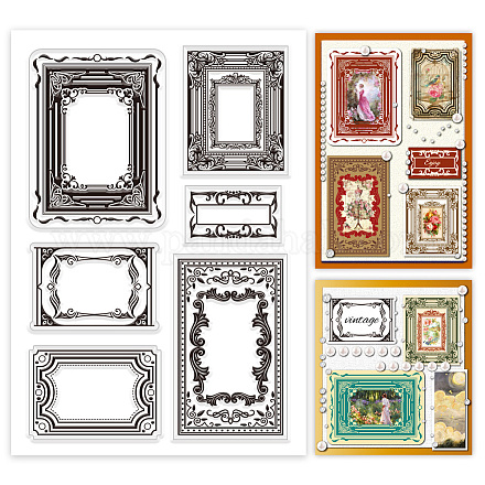 PH PandaHall Retro Frame Background Clear Stamps for Card Making DIY-WH0448-0399-1