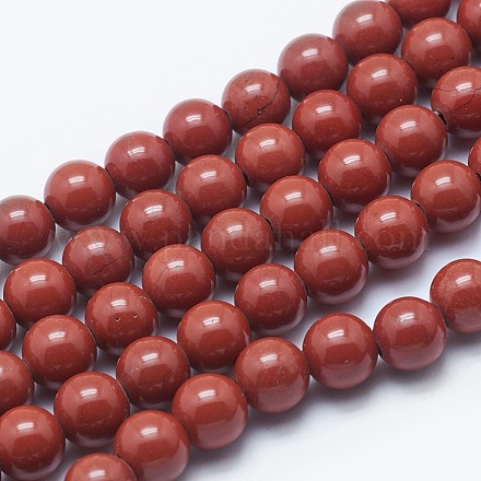 Chapelets de perles en jaspe rouge naturel G-K287-18-8mm-1