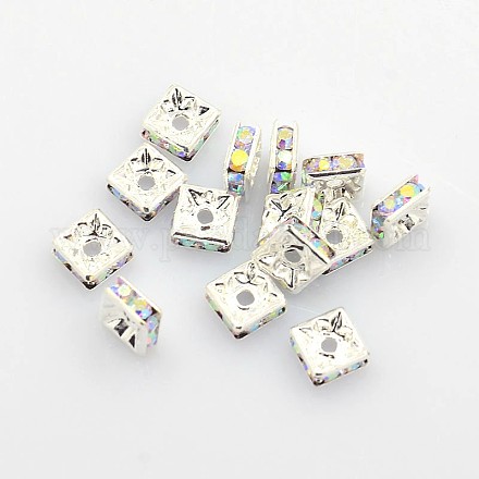 Abalorios de latón Diamante de imitación espaciador X-RSB072-02S-1