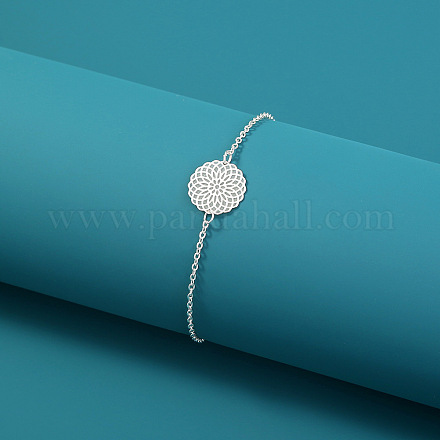 Bracelet à maillons fleur en alliage lumineux avec chaînes forçat en laiton LUMI-PW0001-100A-1