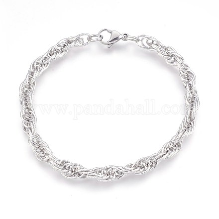 Bracelets avec chaîne de corde en 304 acier inoxydable BJEW-P235-18P-1