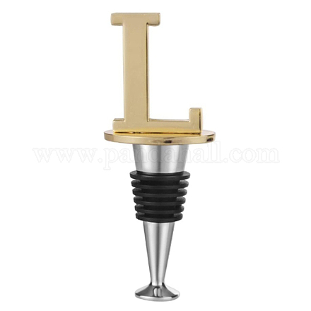 CREATCABIN Wine and Beverage Bottle Stoppers with Golden L Reusable Made of Alloy And Silicone Saver Sealer Decorative Stoppers for Bar Kitchen Valentines Day Wedding FIND-WH0076-36-01L-1