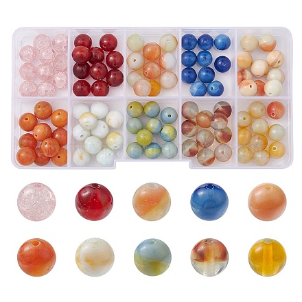 100pcs 10 perles rondes en verre de style GLAA-FS0001-63-1