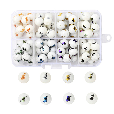 80pcs 8 couleurs de perles de verre opaques de Noël EGLA-YW0001-05-1