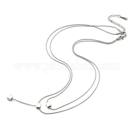 304 cadena de serpiente redonda de acero inoxidable collares de doble capa. BJEW-K257-03P-1