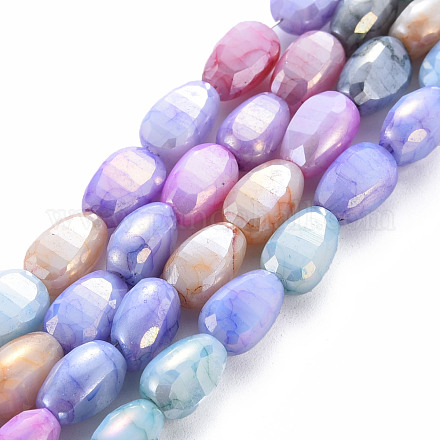 Mèches de perles de verre craquelé peintes au four opaque EGLA-S174-21I-1