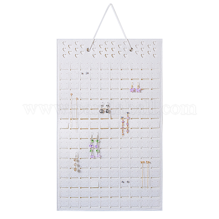 HOBBIESAY 1Pcs 685mm Felt Hanging Earring Storage Bags with 150 Grids Old Lace White Rectangle Storage Bags Over the Door Jewelry Organizer Wall Mounted for Earrings Necklace Bracelet Ring Display AJEW-WH0020-36A-1