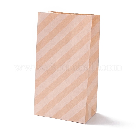 長方形のクラフト紙袋  ハンドルなし  ギフトバッグ  縞模様  バリーウッド  13x8x24cm CARB-K002-05B-01-1