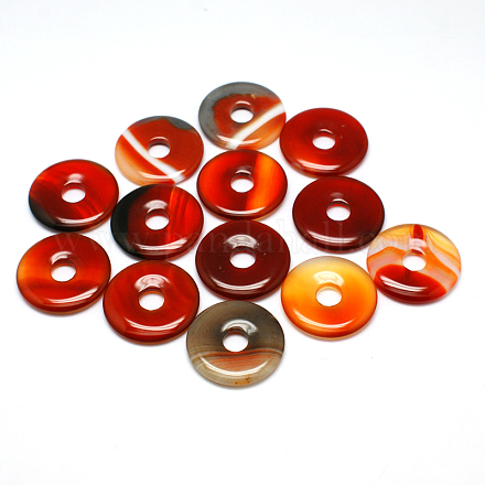 Donut Natural Red Agate Pendants G-I153-02-1