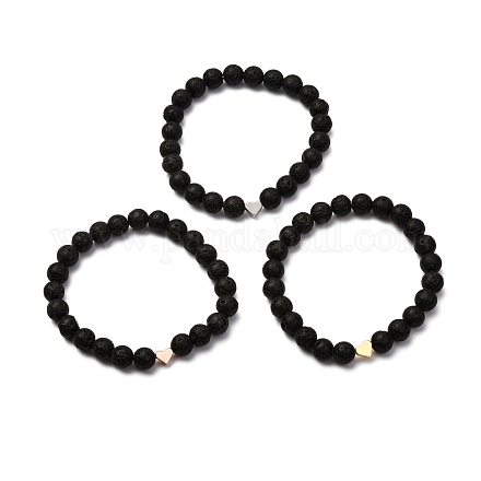 Ensembles de bracelets extensibles en pierre de lave naturelle BJEW-JB06700-1