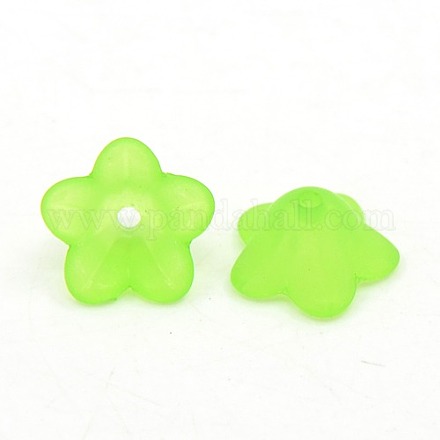 Grosses perles vertes de fleur en acrylique transparent mat X-PL560-5-1