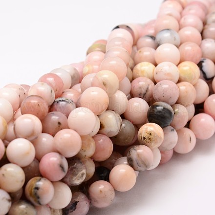 Round Natural Pink Opal Beads Strands G-K071-6mm-1