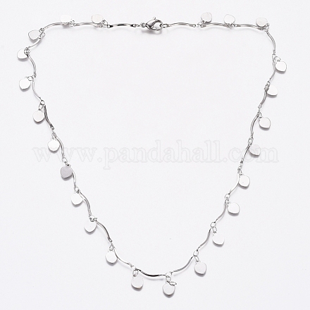 304 ожерелье из нержавеющей стали с подвеской в виде сердца NJEW-G336-06P-1