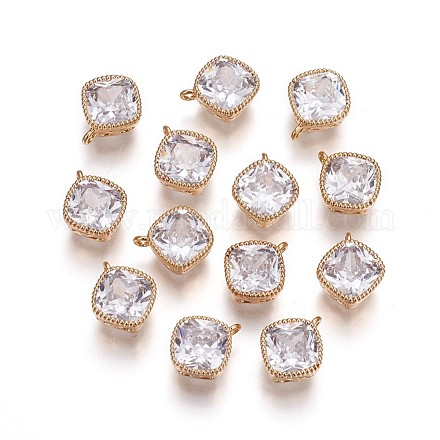Brass Micro Pave Cubic Zirconia Charms KK-F782-09G-NF-1