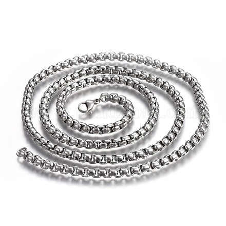304 Stainless Steel Box Chain Necklaces NJEW-O110-05J-P-1