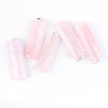 Rettangolo di quarzo rosa naturale grandi ciondoli G-R275-325-1