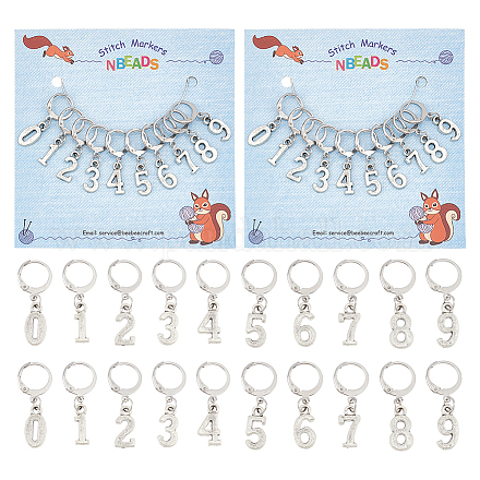 Alloy Number Pendant Locking Stitch Markers HJEW-PH01840-1