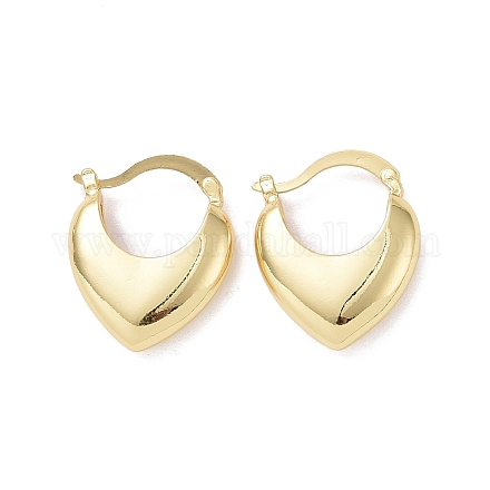 Rack Plating Brass Heart Thick Hoop Earrings for Women EJEW-G315-02G-1