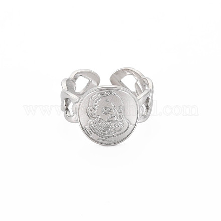 304 ovale en acier inoxydable avec anneau de manchette grand ouvert humain pour femme RJEW-S405-164P-1