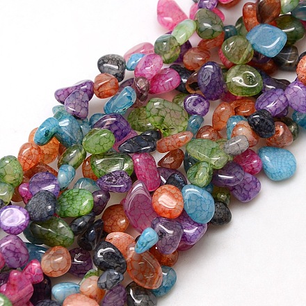 Natural Nuggets Crackle Agate Beads Strands G-P032-06-1