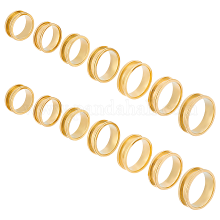 Unicraftale 14 шт. 7 размера унисекс кольца из титановой стали с рифлеными кольцами для пальцев RJEW-UN0002-65G-1