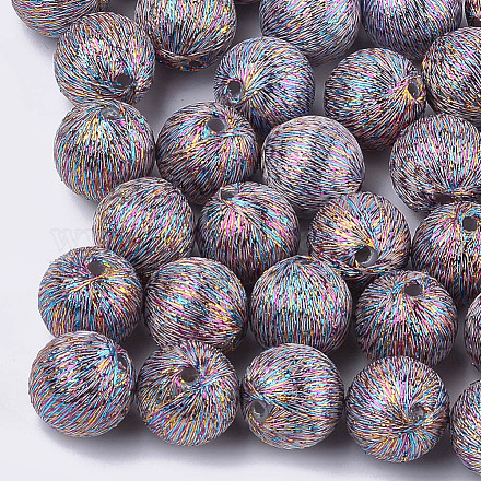 Polyester Thread Fabric Covered Beads WOVE-T009-16mm-02-1